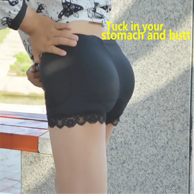 Padded Butt Lifting Shorts with Lace Waistband